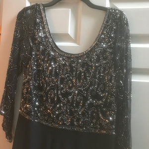 Beaded navy evening gown